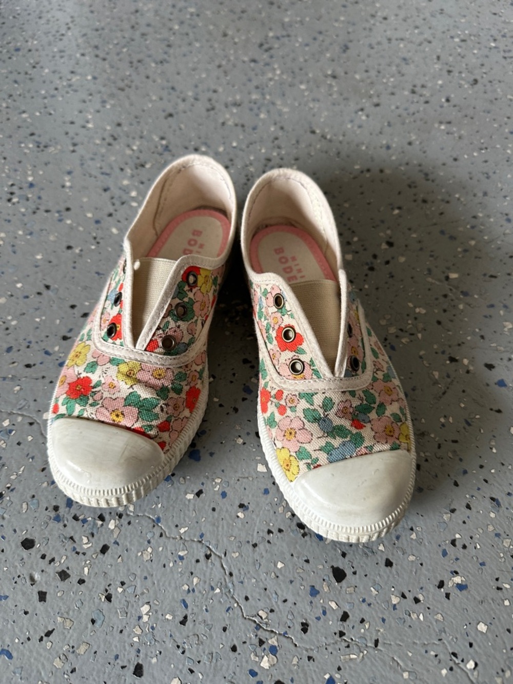 Mini Boden size 32 (US 13-13.5) Kids Floral Slip-On Sneakers - Pink Multicolor